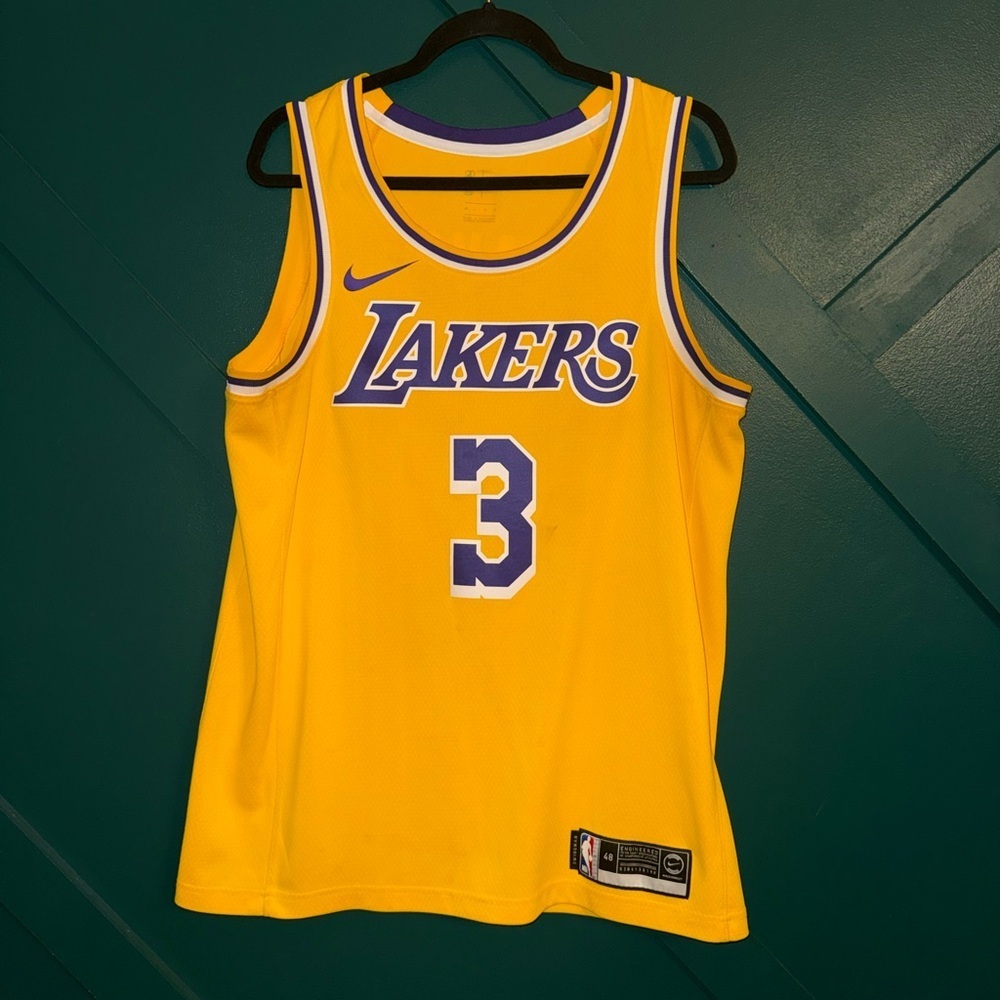 Nike Lakers Anthony Davis #3 Gold and Purple Basketball Jersey - Picture 2 of 7